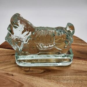 VTG Heisey Style Clear Glass Scottie Terrier Dog Paperweight Doorstop Bookend